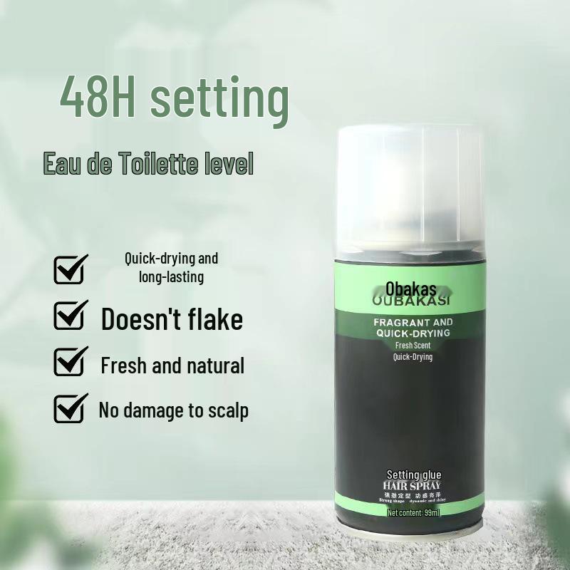 Oubakasi Men's Fresh Scent Hair Styling Spray, Portable Dry Glue for Business Trips, 99ml