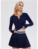 2025 Damen Europäische/Amerikanische Activewear: Schnelltrocknendes Langarm-Top mit kurzem Rock für Tennis, Laufen & Yoga