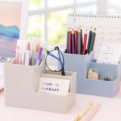 Multi-function Desktop Pen Holder School Supplies Storage Case Colorful Plastic Box Office Desk Accessories Pencil Organizer