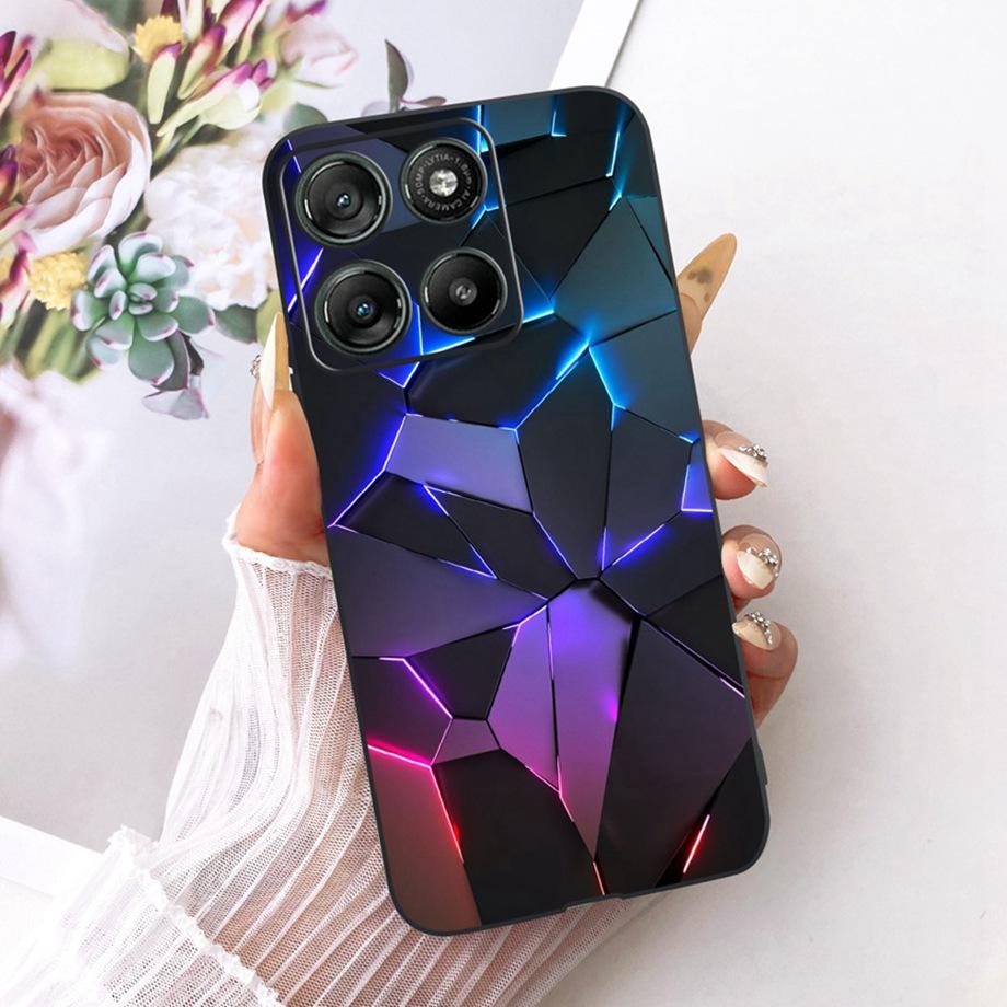 Etui do Motorola Moto G17 Power G15 Power MotoG15 Miękki Czarny Silikonowy Pokrowiec Malowanie Kwiatowe Motyl Smok Kot Funda