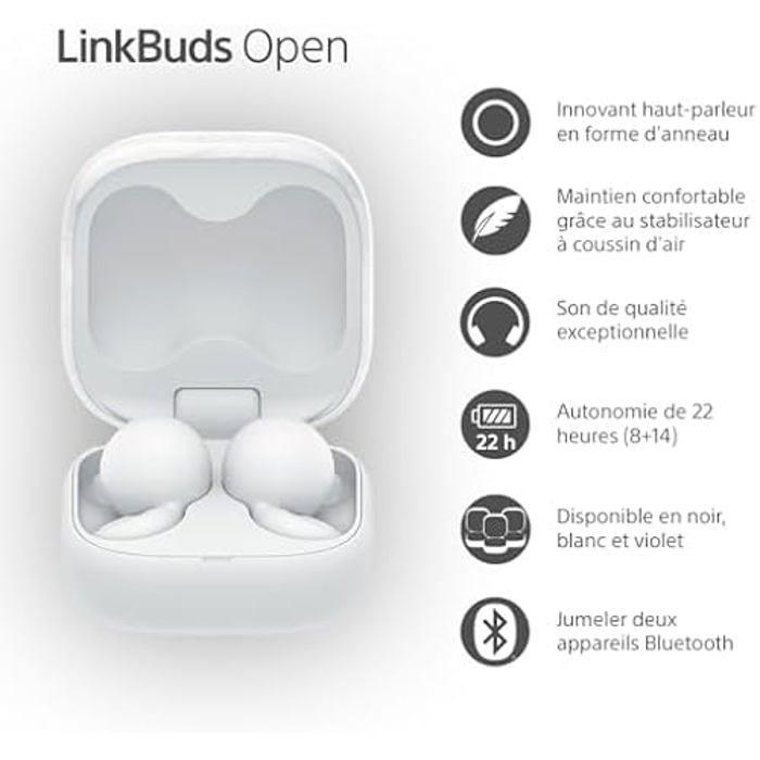 Écouteurs ouverts - sony - linkbuds open - bluetooth sans fil - ipx4 - 22h autonomie