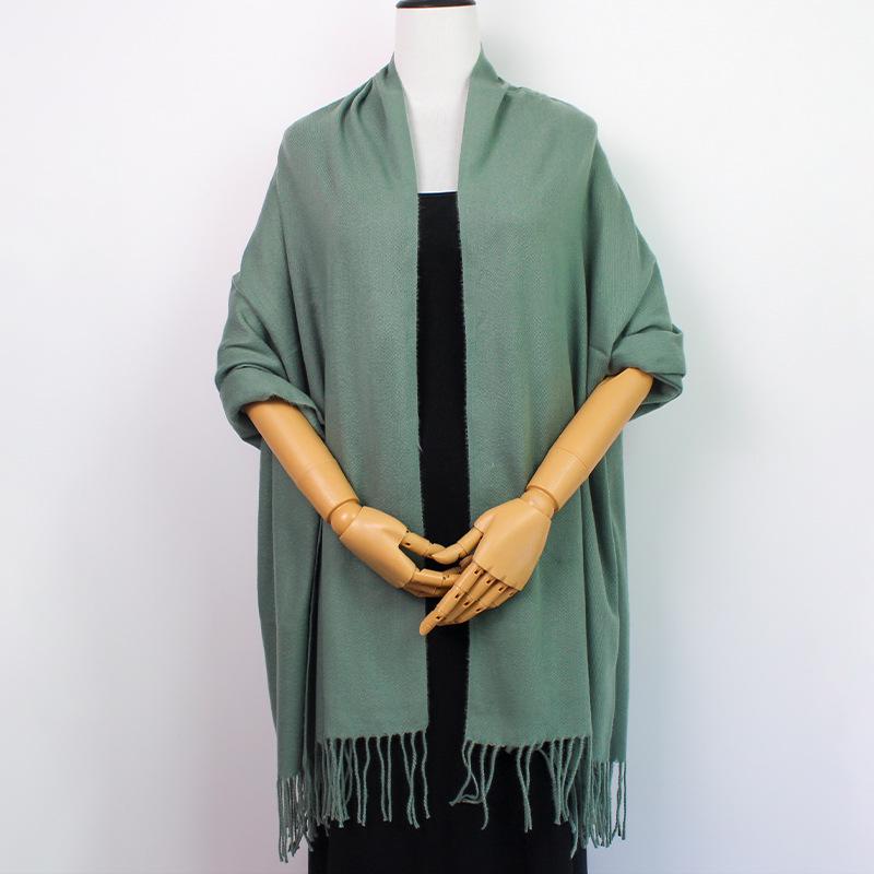 European-American Thickened Warm Winter Scarf: Long, Wide, Imitation Cashmere Shawl In Solid Colors