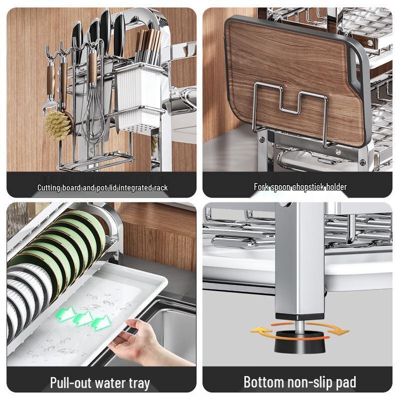 Yuzhuxun Nordic Style Double-Layer Stainless Steel Dish Drying Rack