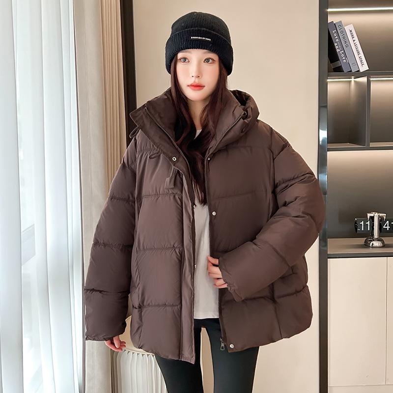 

Корейская версия повседневной короткой пуховой хлопковой одежды женская маленькая зимняя хлопковая одежда утолщенная хлебная одежда куртка XXL темно-коричневого