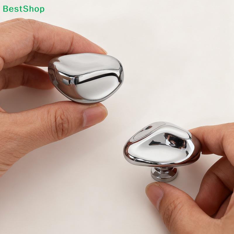 Trregular Pebble Shaped Chrome Door Knob,Modern Minimalist Passage Door Handle for Interior Doors