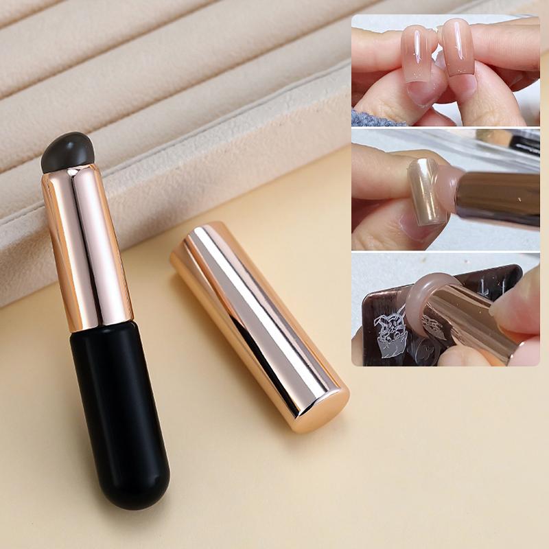 Nail Art Pigment Silicone Applicator Stick Reusable Chrome Glitter Applying Manicure Tool Easy Daub Pigment Nail Brush