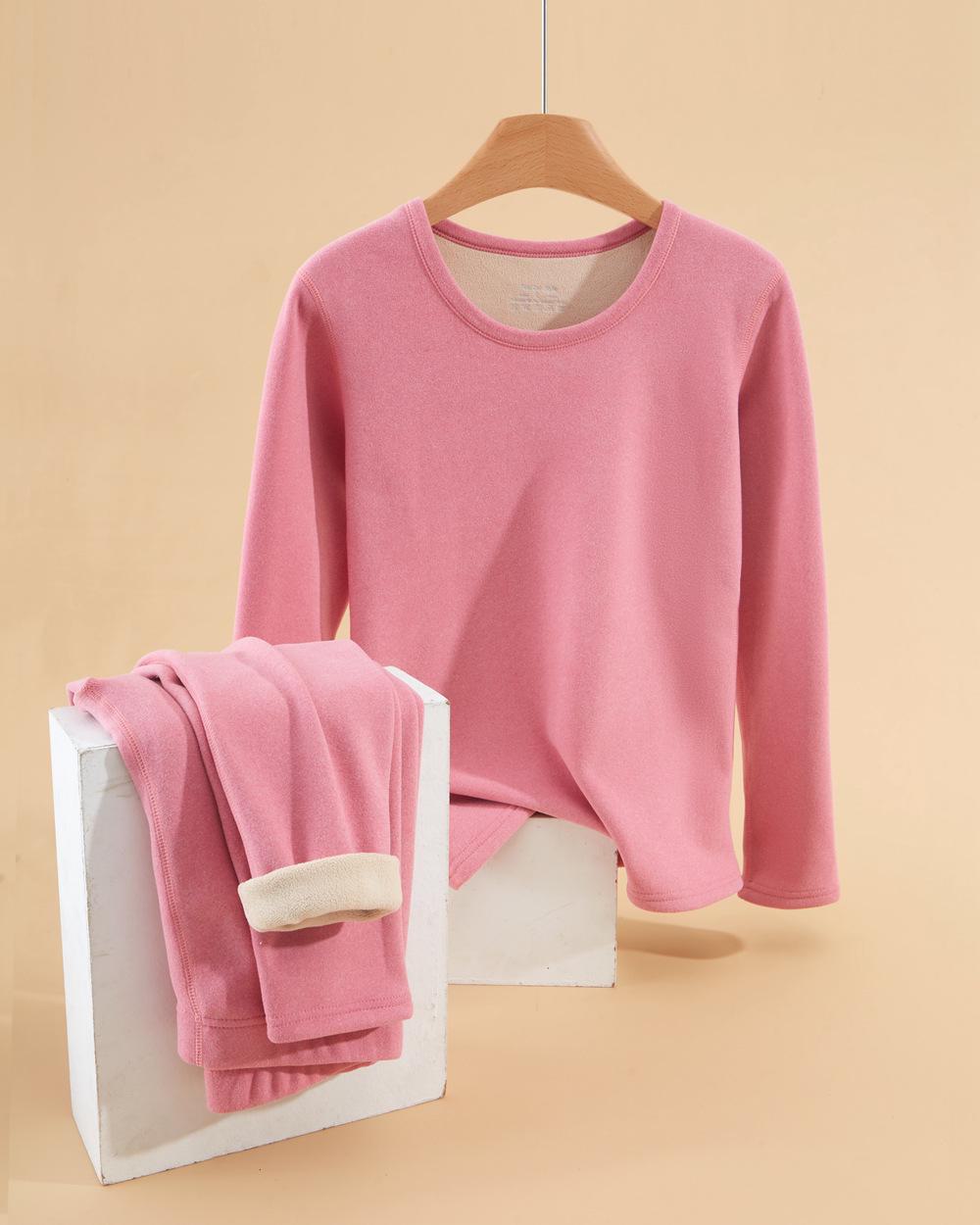 

Жіночий термокомплект із вовни альпаки з двох частин: Пуловер і штани з оксамитовою підкладкою для осені-зими 2XL (120-140) троянди рожеві кольору