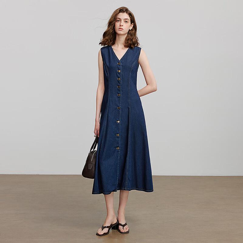 Chuyu Lyocell Cotton Vintage Denim A-line Dress