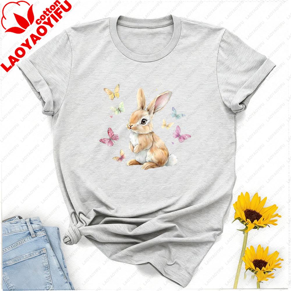 Linda Camiseta De Conejo De Pascua Con Mariposa Negro Graphic T Shirts Unisex Clothing Gothic Aesthetic Clothes Gothic Tops