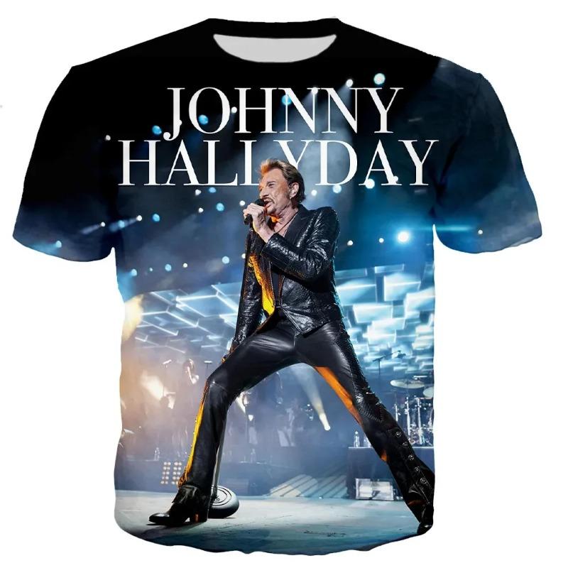 Most Popular Pop Singer Johnny Hallyday 3D Printed T-shirt Men Women Rock Casual Streetwear Clothes Hip Hop Harajuku Tops