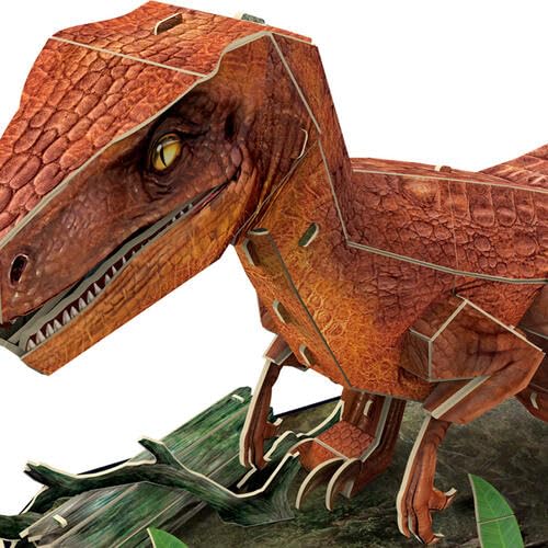 ASSYME Velociraptor Papercraft 3D Puzzle, Easy for Kids, No Glue or Tools Required