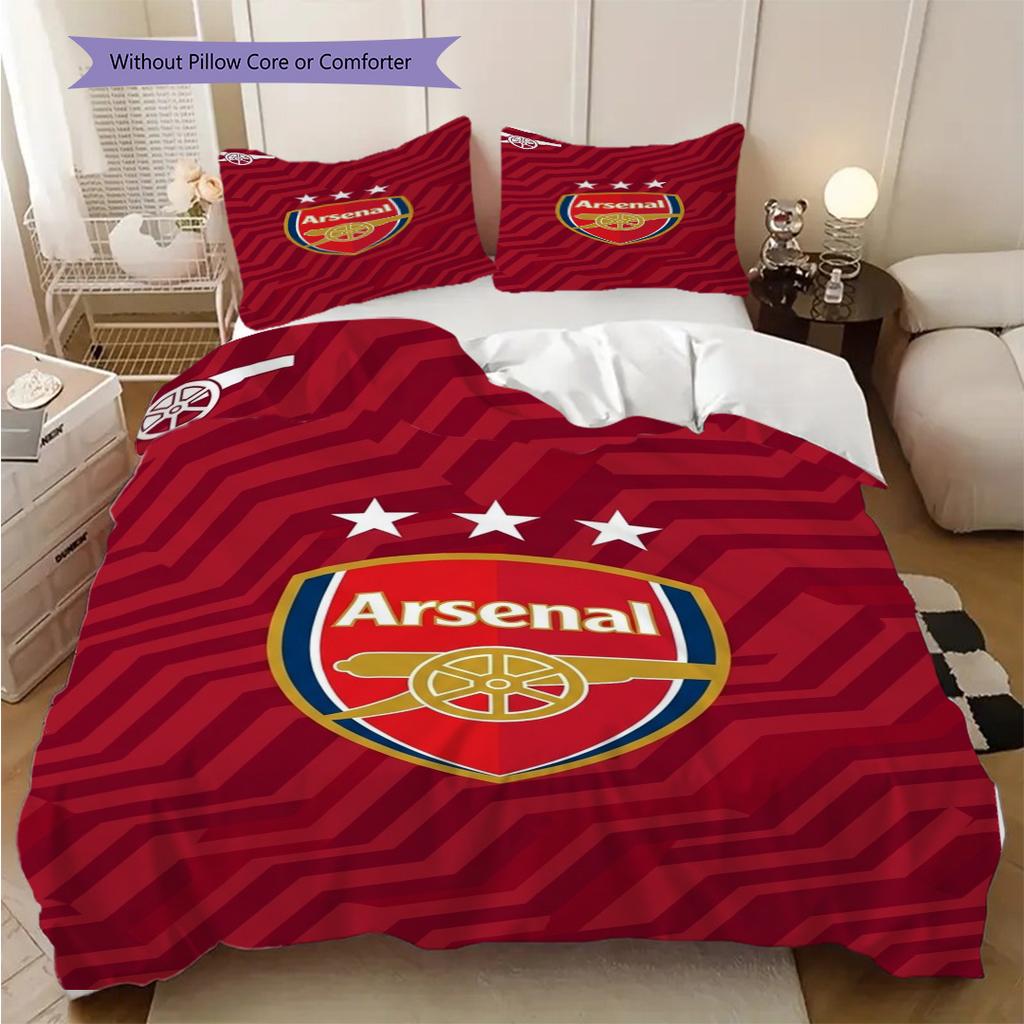 Vibrant Arsenal Emblem Design Three-piece set (1 * duvet cover + 2 * pillowcase, without core) 2DFlat Duvet cover and pillowcase Soft and comfortable