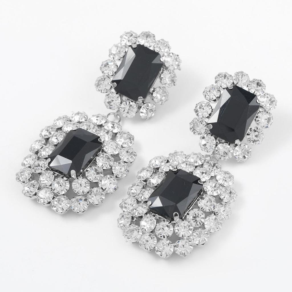 Alloy Rhinestone Geometric Earrings for Women - European & American Style