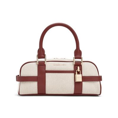 Charles & Keith Small CK 26 Spring Canvas Boston Bag Women Handbags Brick CK2-30782785-1