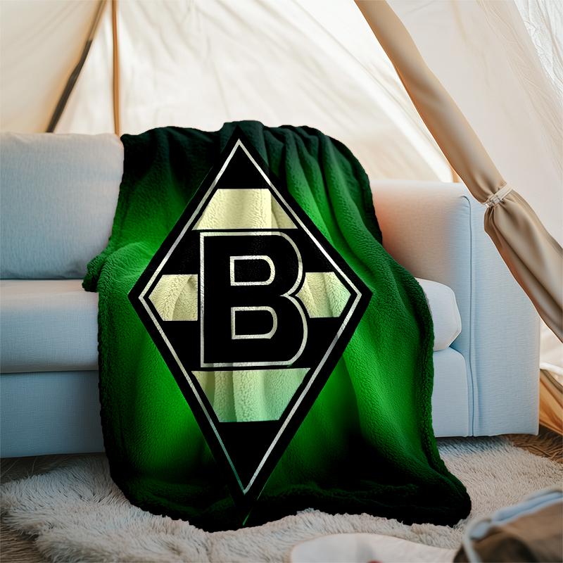 Borussia Monchengladbach logo printed throw blanket—soft,warm;versatile blanket for all seasons—perfect as &air-conditioning throw,nap blanket