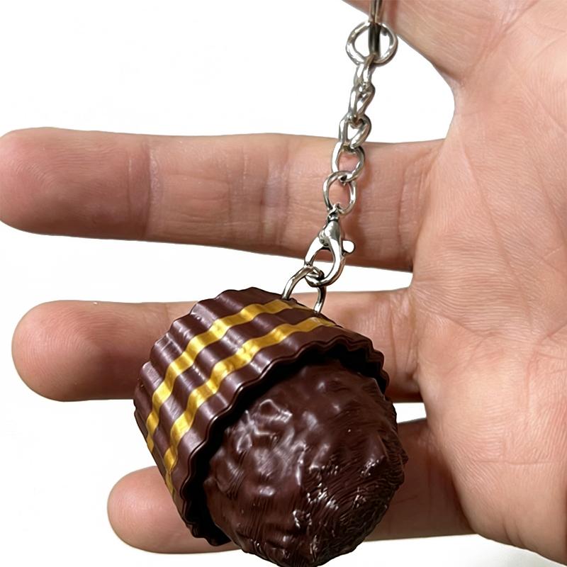 Chocolate Shape Keyboard Keychain Tactile Squeeze Fidget Toy Stress Relief Antistress Sensory Gadget for Adult Restlessness Relief