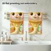 Cute Birthday Kitten Print Bath Towel, Soft Absorbent Quick Dry Hand Towel, Cartoon Cat Shower Towel