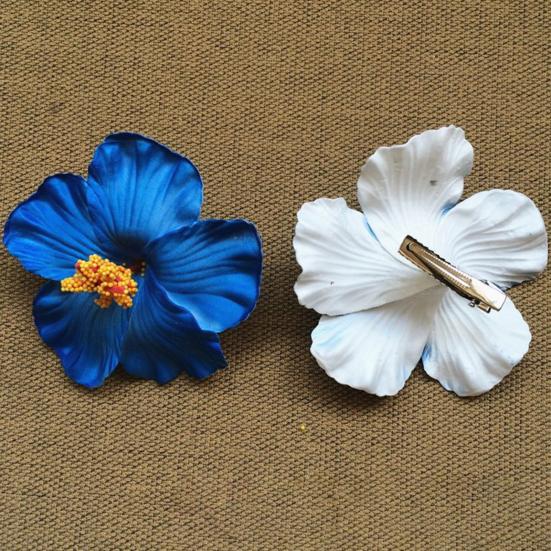 1 Pair Women Hairpins Bohemia Style Large Flower Decor Hair Clips Bright Color Hair Pins Sea Beach Hair Accessories