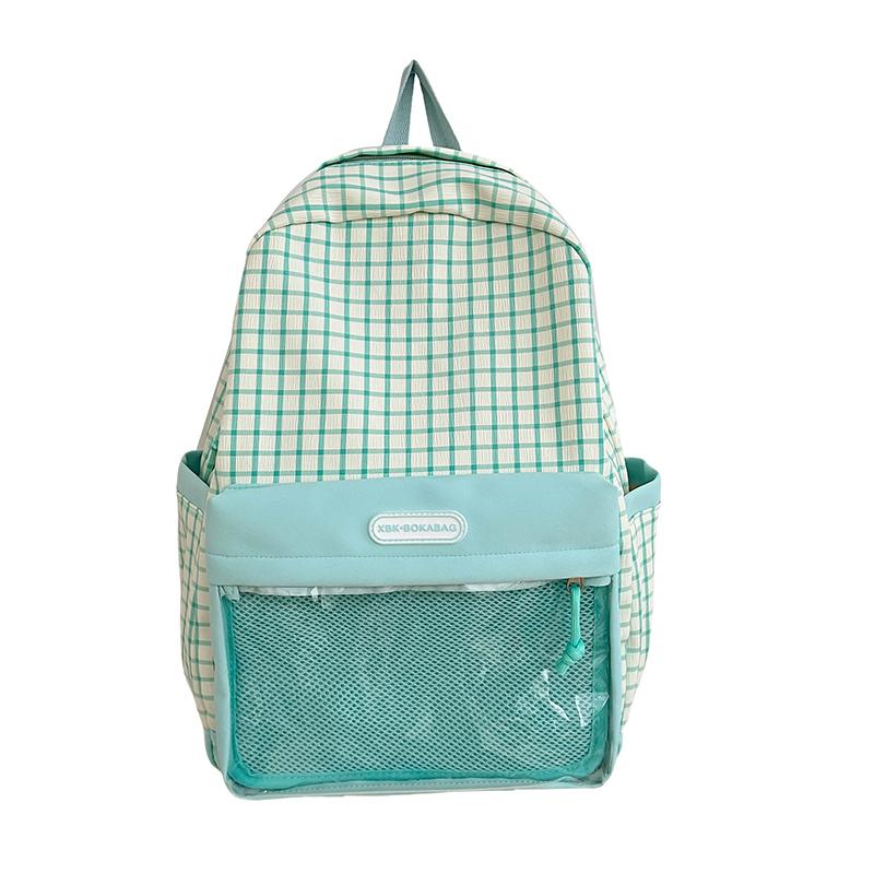 Girls Color Block Backpack Primary School Student Schoolbag Plaid Printed Small Backpack Travel Bag