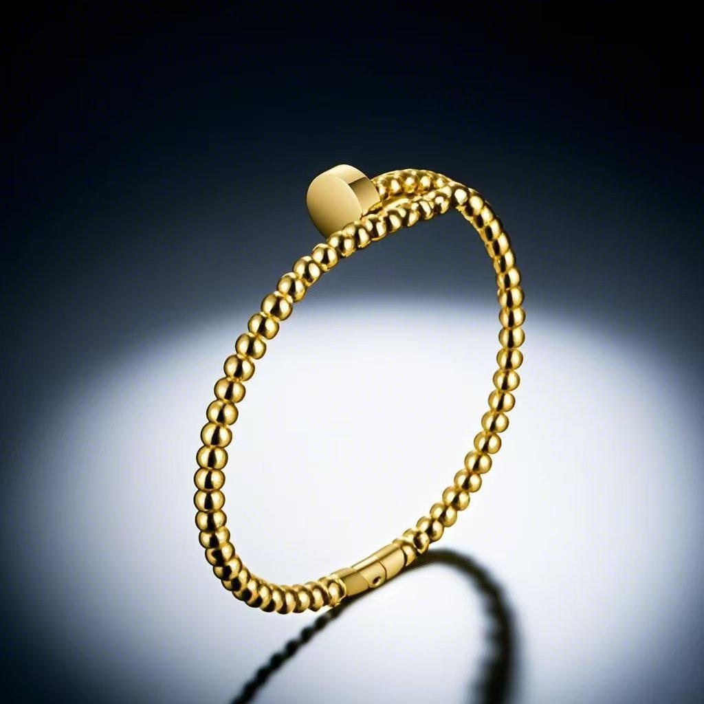 Stainless Steel Colorfast Cross Beaded Bracelet - European American Fashion, Simple & Versatile.