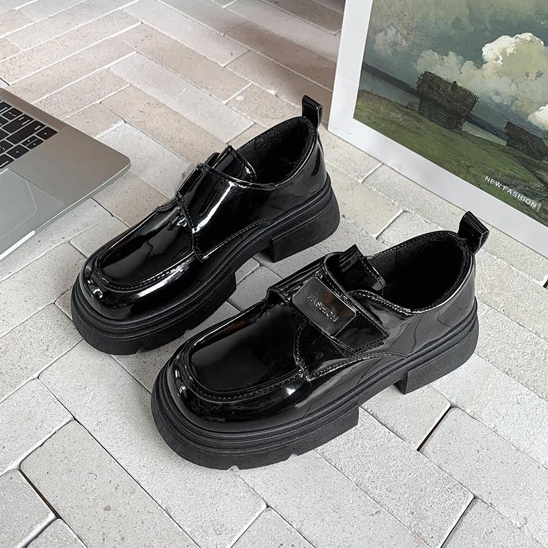 Autumn New Fashion Loafers Women'S Outerwear Casual Shoes Single Shoes Comfortable Versatile Thick-Soled Small Leather Shoes