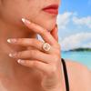 Chic Round Resin Opening Ring for Women,Gold Plated Stainless Steel Rings,Marine Style Set Jewelry Gifts