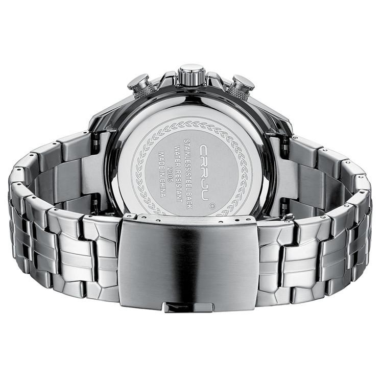 CRRJU New Watch 2305 Men's Watch Solid Stainless Steel with Six-pin Steel Strap Business Watch