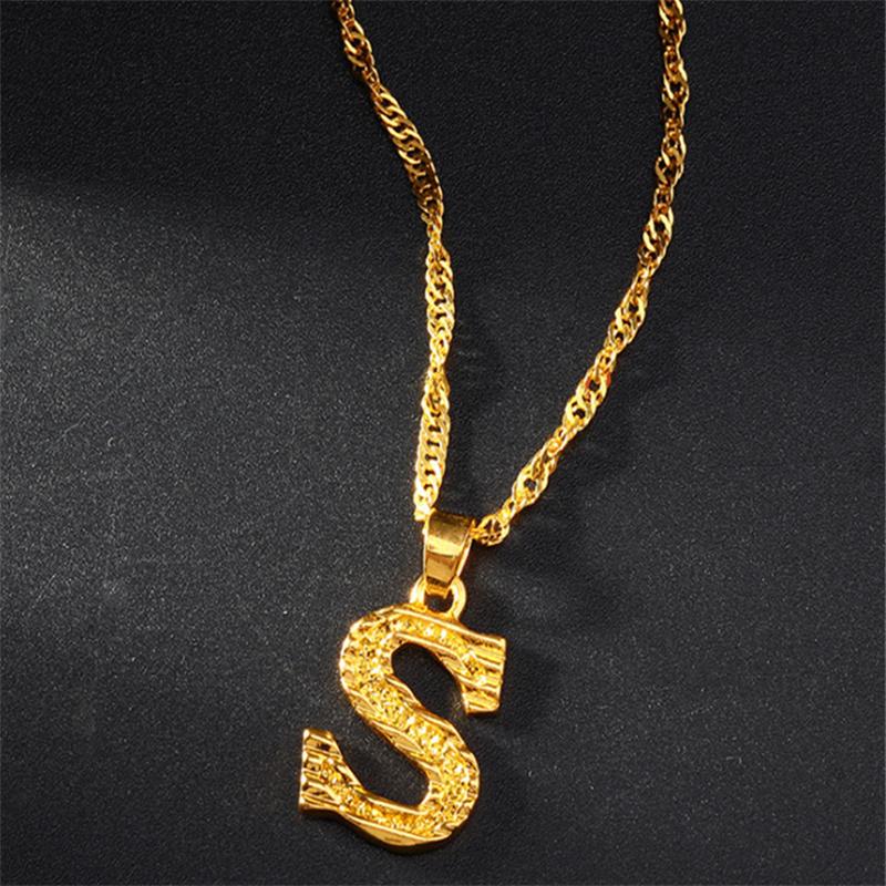 26 Alphabet Gold Plated Pendant Necklace Accessories Initial Necklace For Women Dainty Gold Letter A-Z Pendant