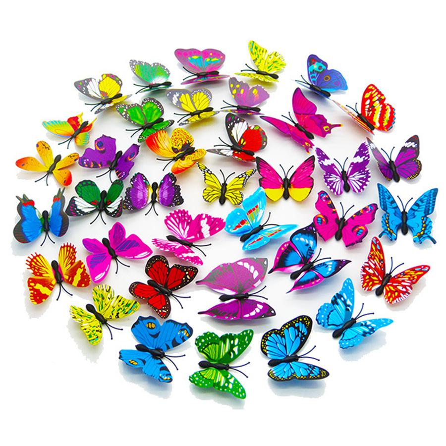 24/48pcs Butterfly Magnetic Refrigerator Sticker Simulation Wall House Living Room Kitchen Decoration DIY Magnet Supplies XJM