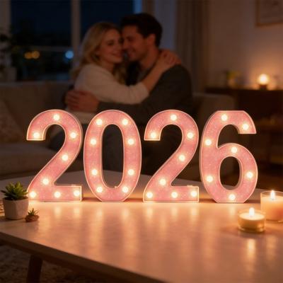 Light Up Numbers 2026 Large LED Marquee Numbers Battery Operated Letter Sign for New Year Graduation Party Wedding Table Decor