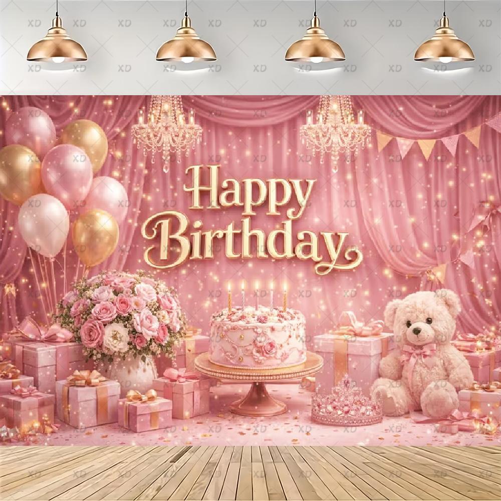Pink Teddy Bear Photography Backdrop Sweet Dreamy Birthday Party Decoration Background Baby Shower Photo Booth Banner Supplies