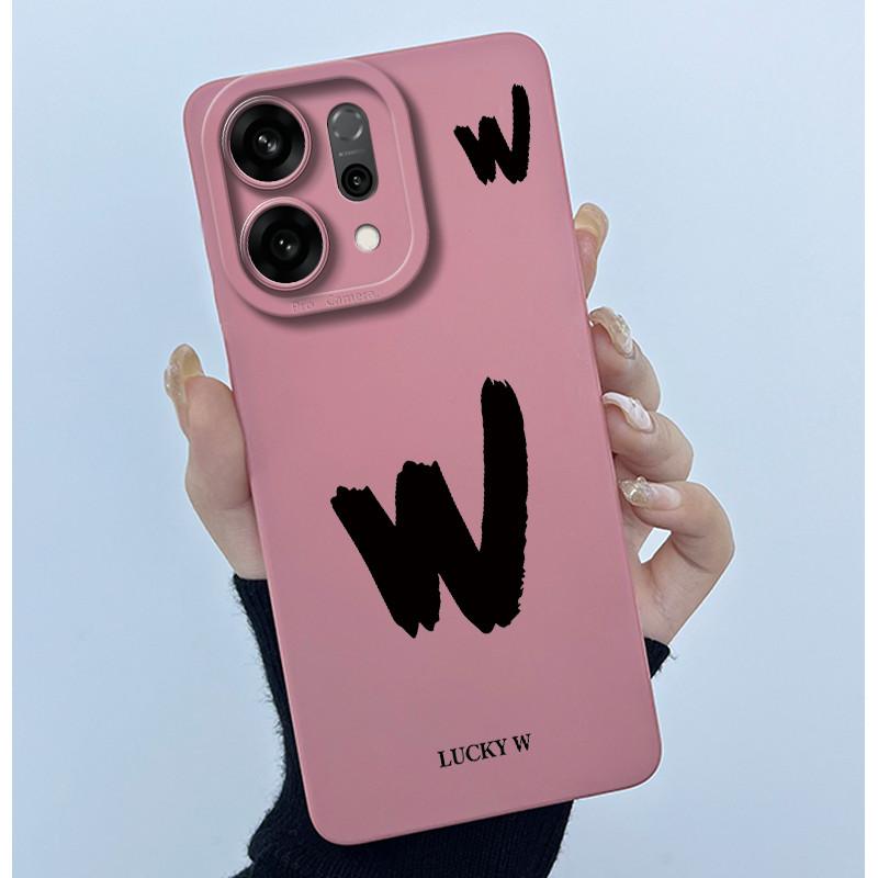 For OPPO Reno14 Pro 5G Cover Case Lucky Initial Letter Couple Silicone Soft Matte Phone Bumper for Oppo Reno 14 Pro 5G Casing