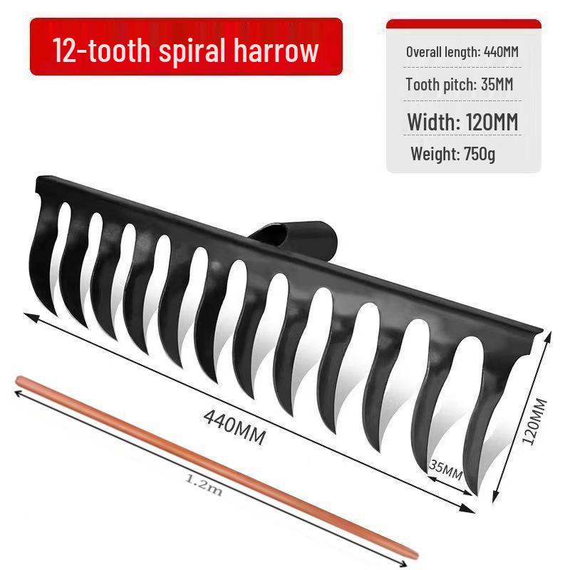 Manganese Steel Hand-Forged Spiral Rake: Multifunctional Garden Tool