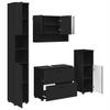 Bathroom Furniture Set with Door 4 Pcs Black Plywood and Metal