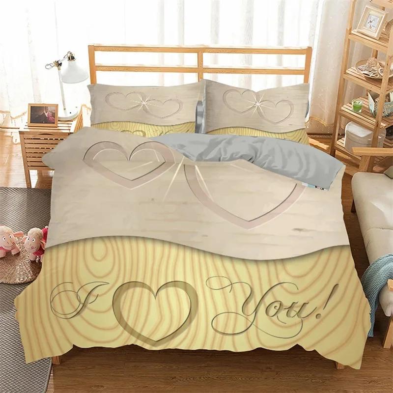 Comforter Love Heart Romantic Bedding Set Microfiber Valentine'S Day Full King For Boys Girls Adults Bedroom Decor