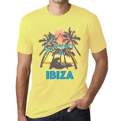 Maglietta vintage da uomo, maglietta grafica, triangolo estivo Ibiza giallo pallido
