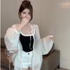 Original fabric, summer ice silk light jacket loose sunscreen shirt long sleeve hooded top trendy