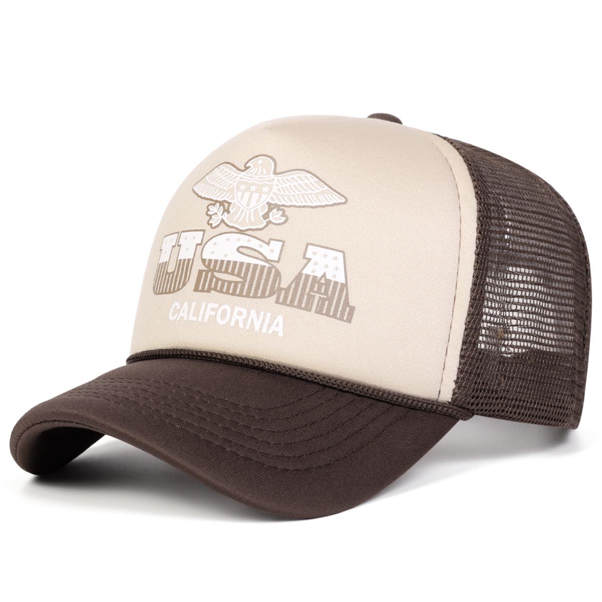 Unisex USA KALIFORNIEN Baseball Netzmützen Frühling Sommer Outdoor Verstellbar Lässige Hüte Sonnenschutzmütze Sportkappe braun