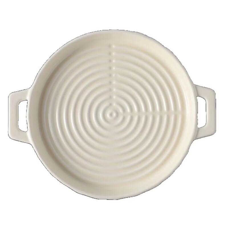 

Zhishi Creamy Style Ceramic 8-inch Round Double-Ear Baking Dish