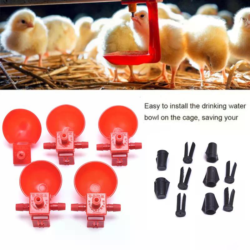 5Pcs Poultry Chicken Automatic Feeder Drinker Coop Bird Water Drinking Cups