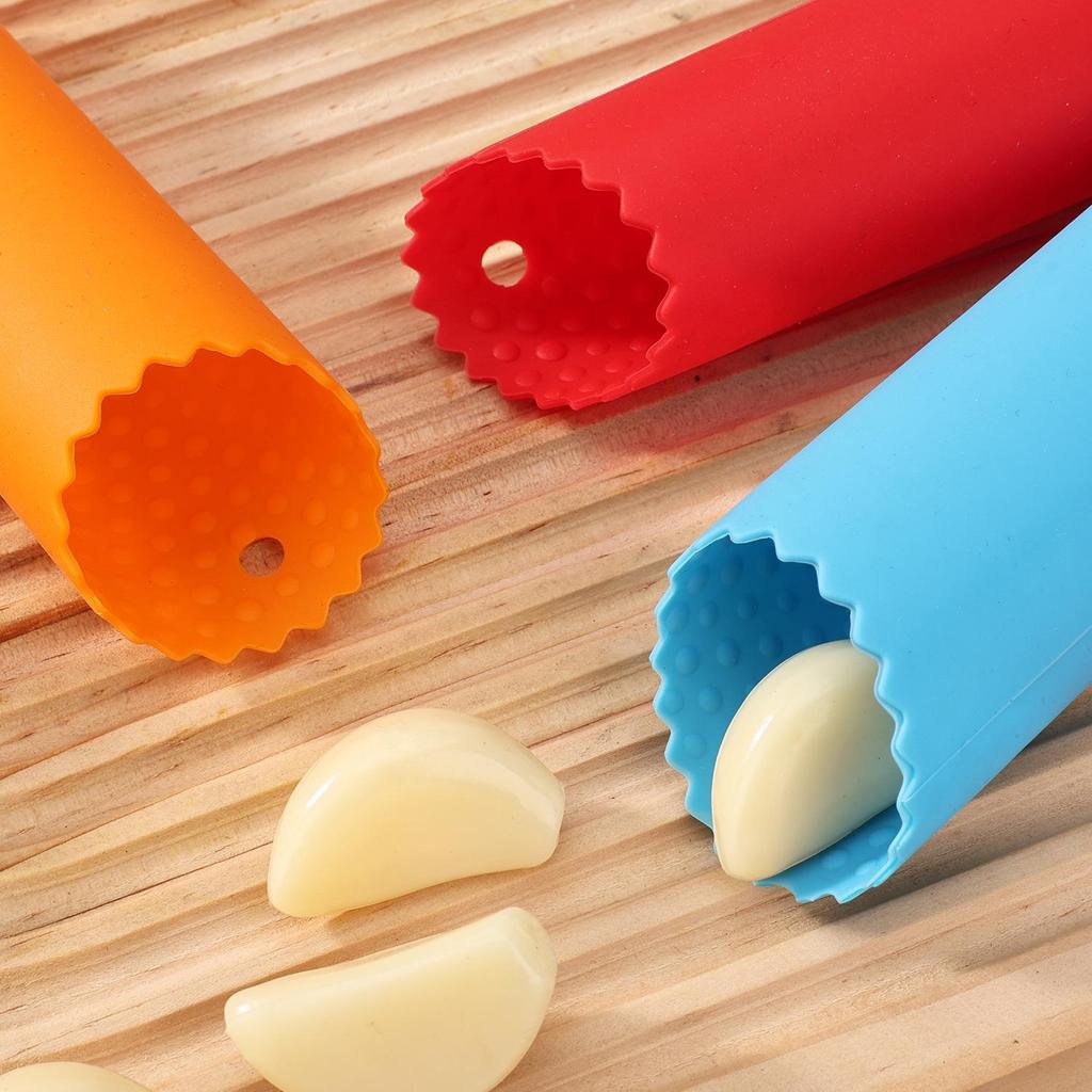 Silicone Dot Pattern Garlic Peeler and Press Kitchen Gadget