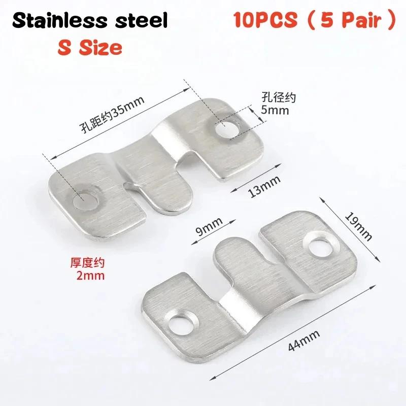 10PCS Stainless Steel Picture Frame Hook Flush Mount Brackets Wall Hanger Sofa Interlock Bracket Joint Bed Corner Hanging Hooks
