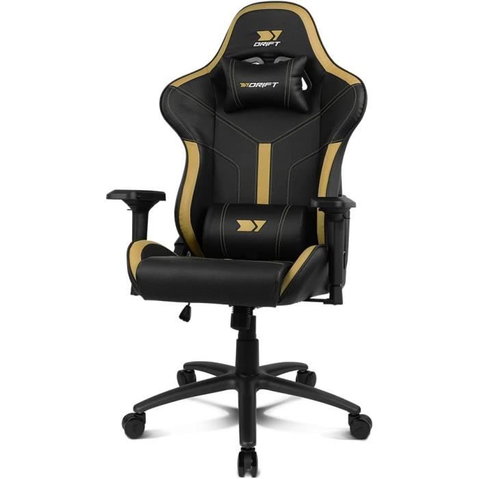 Fauteuil De Jeu - DRIFT GAMING - DR350GOLD - PU Texturé - Accoudoirs 4D - Base Métal Noir