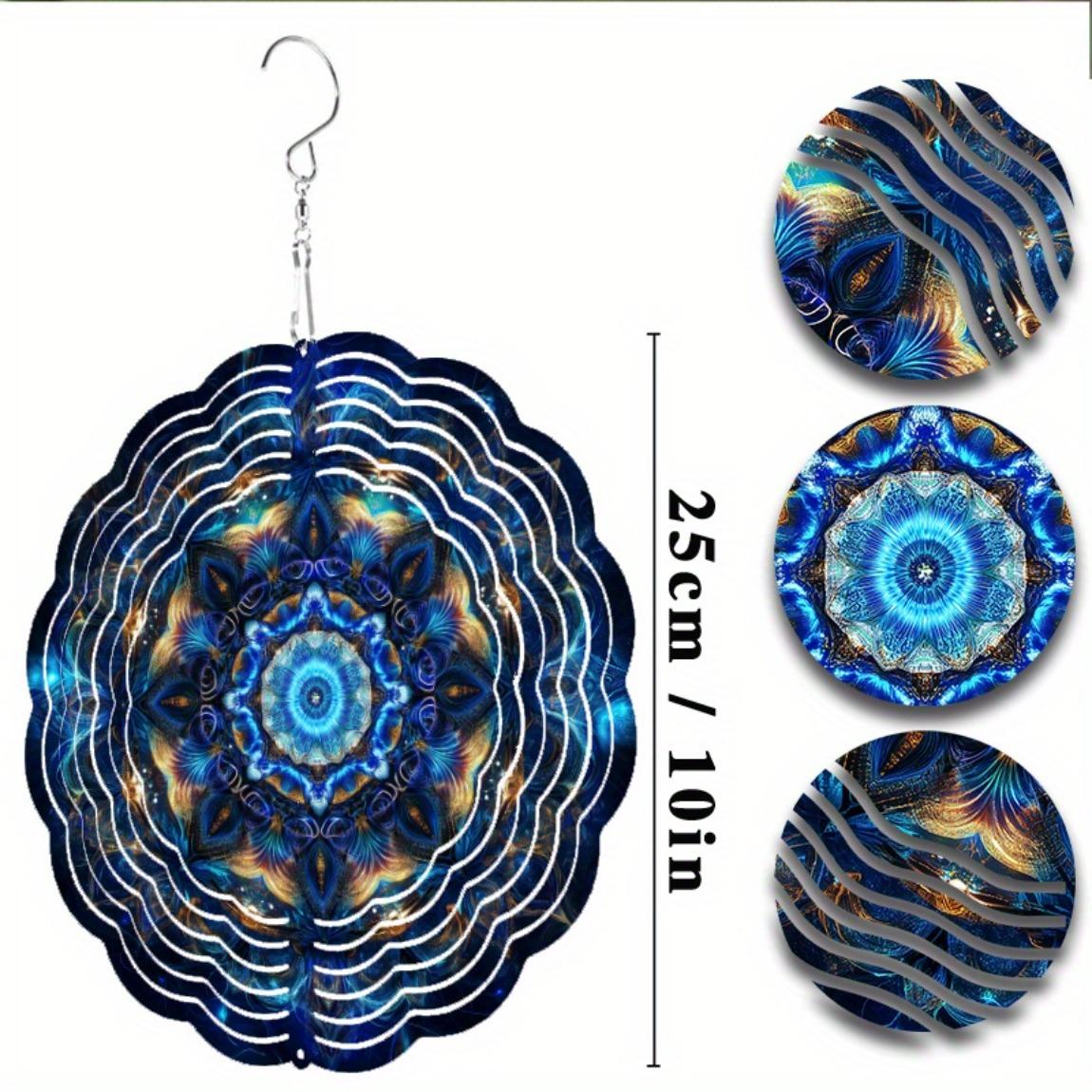 

10-дюймовый металлический ветряной спиннер, садовый декор с вращающимся на 360 градусов крюком, яркий дизайн мандалы для украшения на открытом воздухе, на балконе, во дворе, для любого сезона 01A