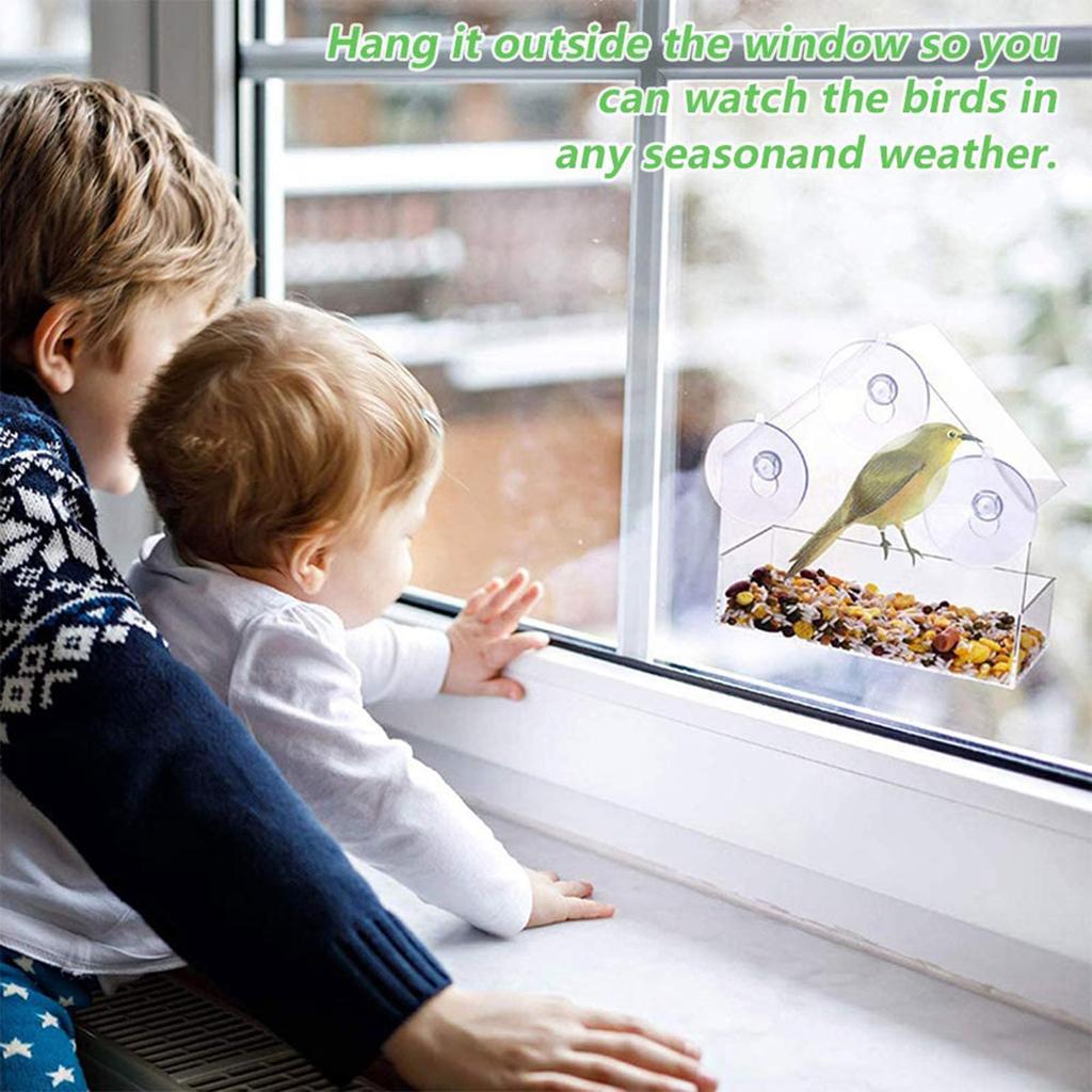 Acrylic Bird Feeder Clear Hanging Window Bird Feeder Birdfeeder Birdhouse Pet Bluebird Patio Garden Birdfeeder Feeding Tray