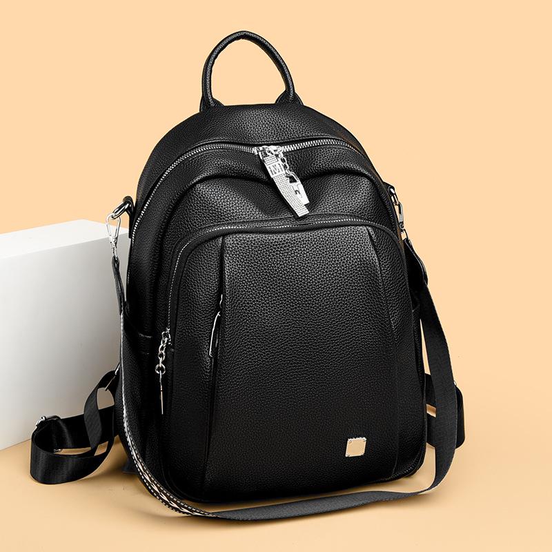2024 New Women's Soft Leather Backpack: Versatile, Fashionable, Large Capacity Casual School and Travel Shoulder Bag