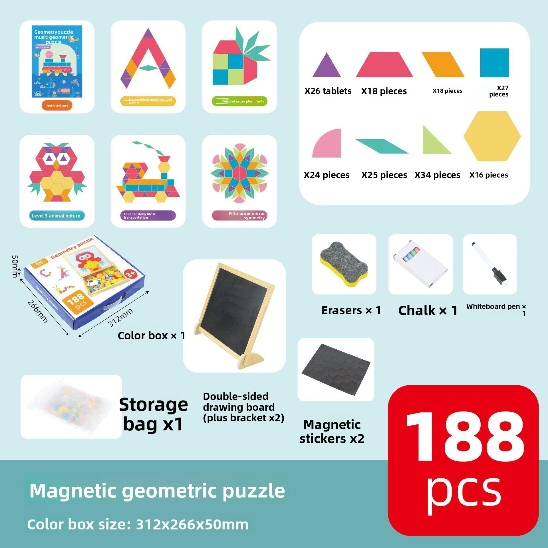 Children S Magnetic Geometry Puzzle Games, Kindergarten Puzzle Early Education Graphics Puzzle Tangram Wooden Toys