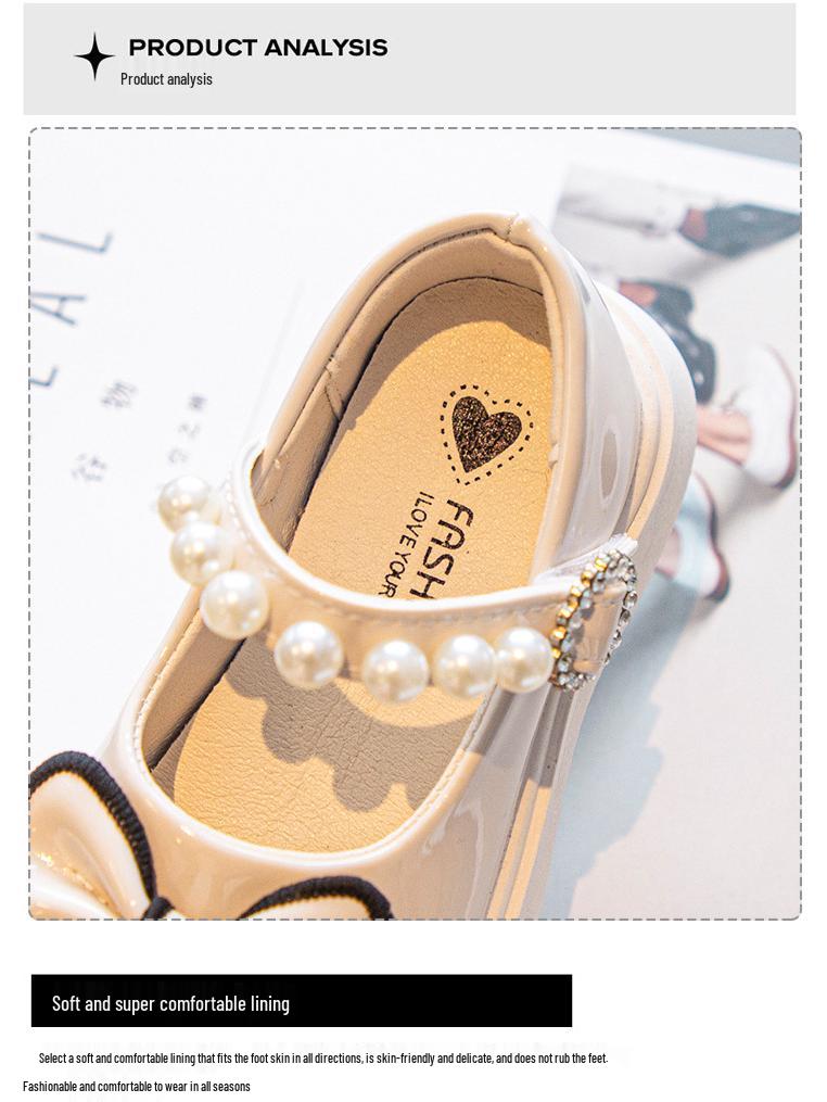Girls' Mary Jane Leather Shoes: Black & White British Style, Super Soft Princess Performance Shoes for Spring & Autumn.