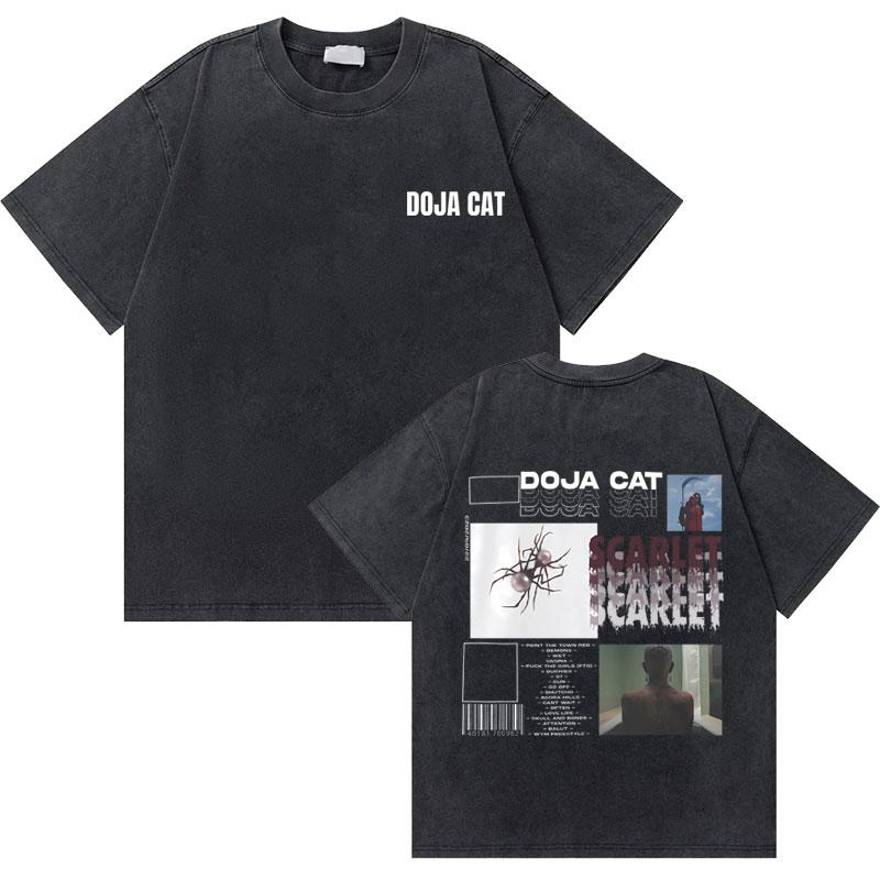 Washed Old Vintage Rapper Doja Cat Planet Her Graphic Tshirt Men Women Hip Hop Oversized Tees Short Sleeve Male Fashion Tshirt