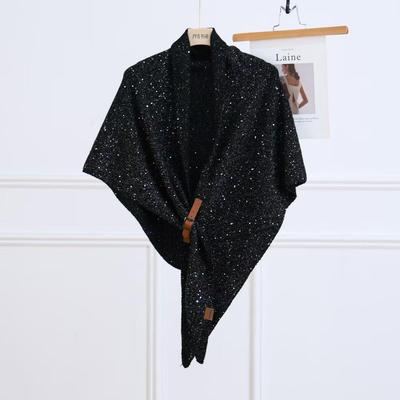 Luxuriöses Damen Pailletten Wollmischung Dreieckstuch - Herbst/Winter Kollektion